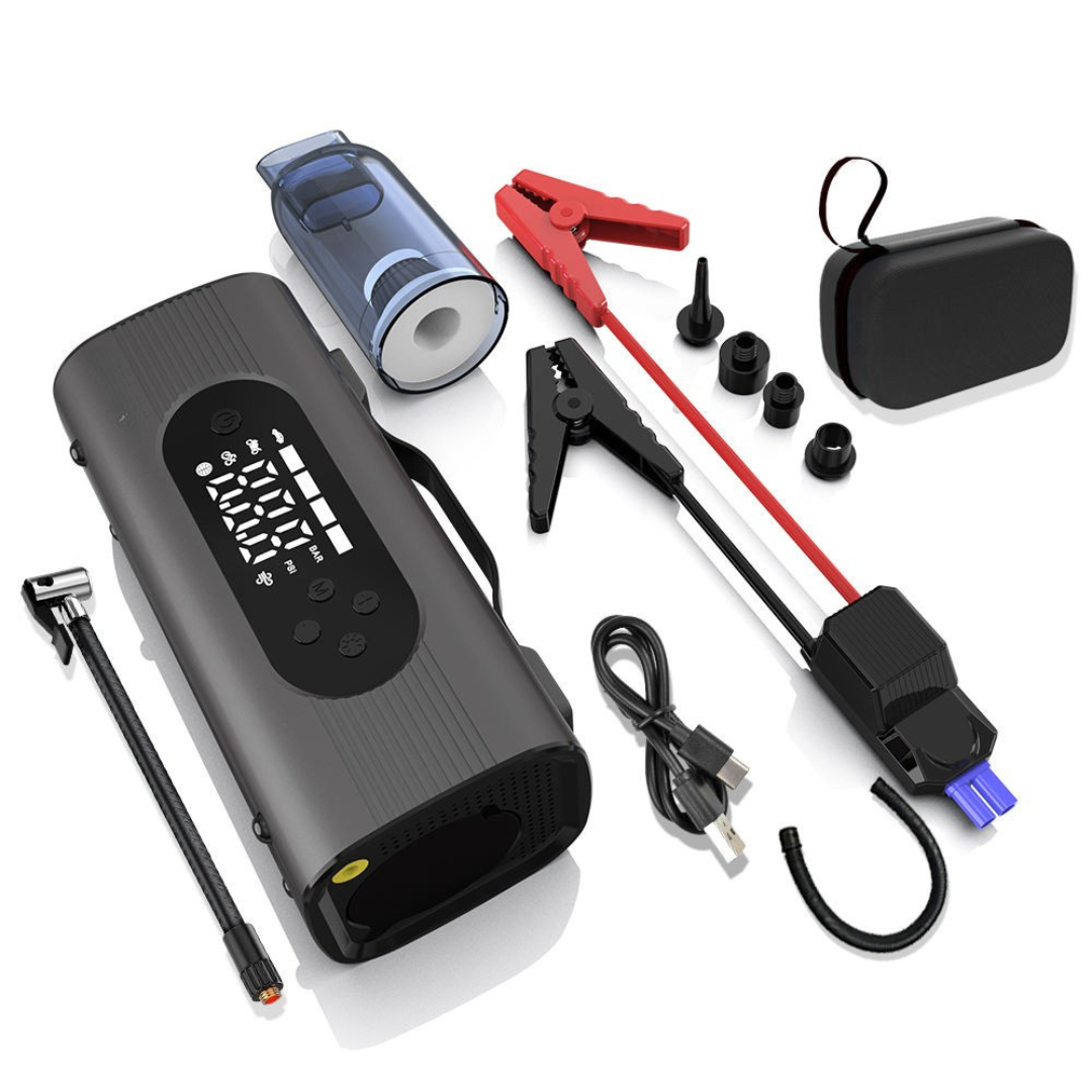 STARQ 8-in-1 Portable Jump Starter with Air Compressor, 18000mAh Battery, 2500A Peak Current, 150PSI Tyre Inflator, LED Emergency Light for Car, Bike & SUV