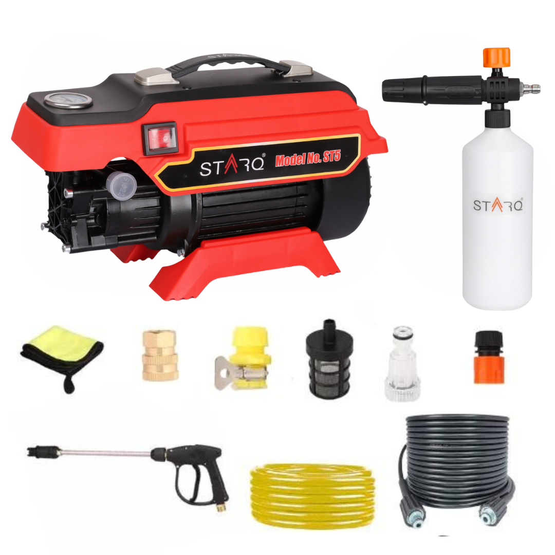 STARQ ST5 250 Bar 2500W Heavy Duty High Pressure Washer for Car, Bike, Home 1Ltr Professional Snow Foam Lance Red
