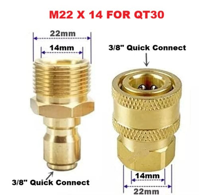 STARQ 2 QD SETS Quick Connect Adapter Fittings for Pressure Washer Hose Pipe M22 x 14 (Set of 2 Male and 2 Female)  SUITABLE FOR QT30 MACHINE ONLY