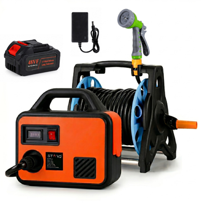 STARQ Cordless Water Pump 200W 6000mAh Battery Self Priming Portable Water Transfer Pump with Spray Gun for Car Bike Garden and Home Use