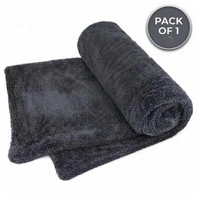 STARQ 1200 GSM Microfiber Car Cloth 40x60 cm Twisted Loop Super Absorbent Drying Towel Edgeless Lint-Free Scratch-Free Plush Cloth for Car Detailing Grey