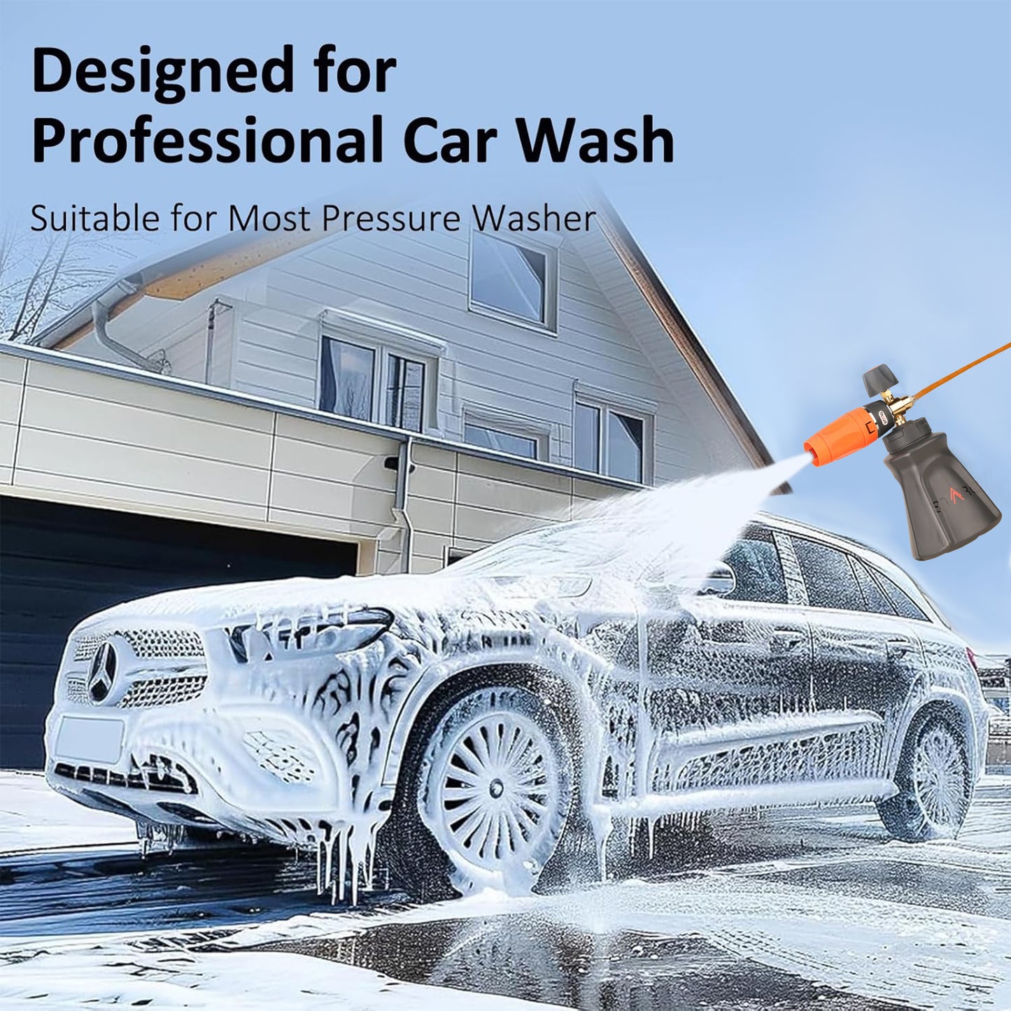 STARQ FoamMaster Heavy-Duty Foam Cannon for Pressure Washer, Pre-Installed Mesh and Orifice with Extra Set Included, Adjustable Spray Nozzle, Brass Connector, Thick Snow Foam for Car and Bike Cleaning