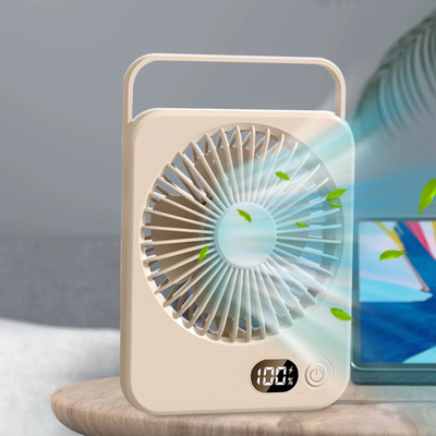 STARQ Mini Portable table Fan, Powerful Hand Fan 5 Speed 1200 mah Personal Desk Fan with Base, Lightweight Rechargeable USB Handheld Fan for Girl, Women, Men, Indoor, Outdoor (Coffee)