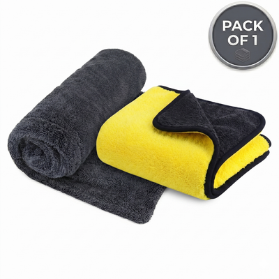 STARQ Microfiber Car Cloth Combo Pack of 1, 600 GSM & 1200 GSM, 40x60 cm Dual Sided Plush & Twisted Loop Drying Towels, Lint-Free Scratch-Free Car Detailing Cloths for Car, Bike & SUV