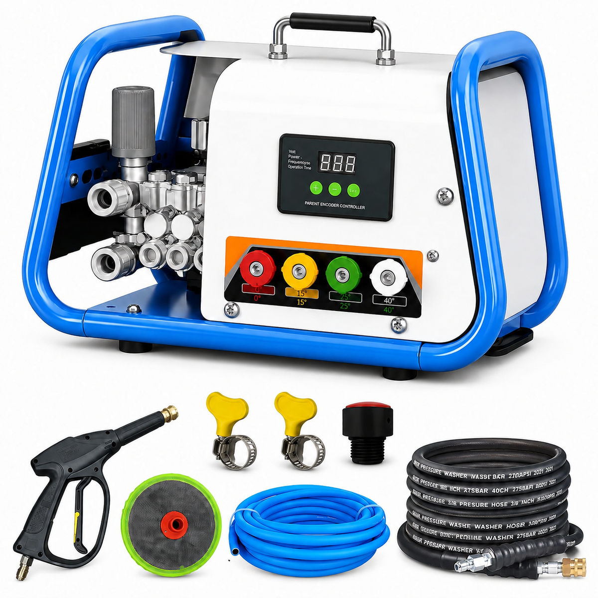 STARQ STPMDC 3.6 Commercial High Pressure Washer 2700W 3.6HP PMDC Motor 230 Bar 15 LPM Digital Display 15m Steel Braided Hose with QRC 4 Nozzles for Car Bike Home Truck