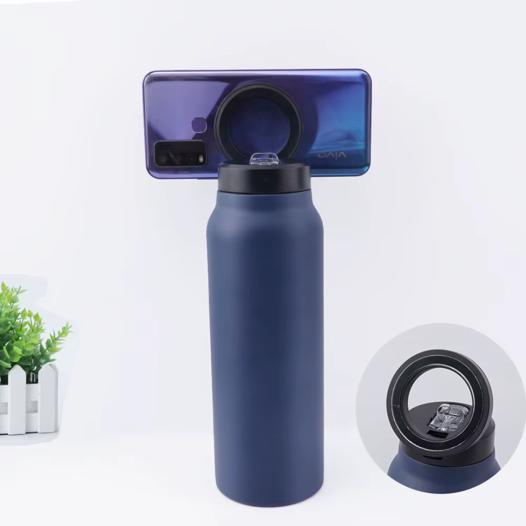 STARQ Sipper Water Bottle 750ML with Magnetic Tripod, Melbipod Yellow, 3H Hot & 6H Cold, Perfect for Vlogging, Fitness & Travel, BPA Free