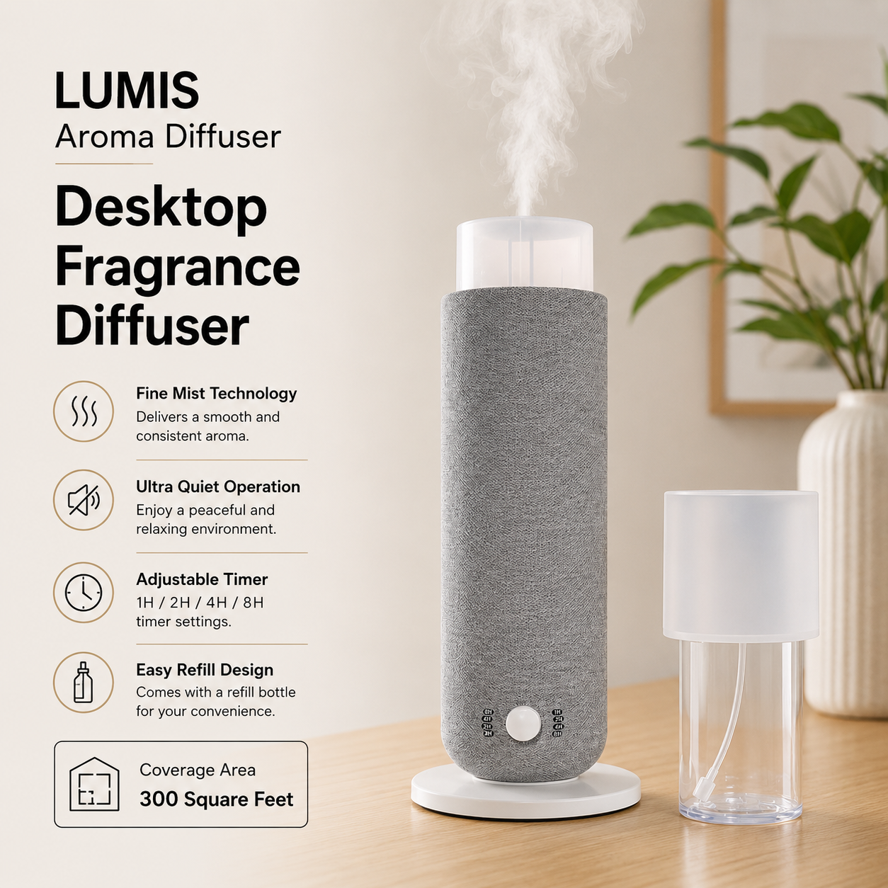 STARQ Lumis Luxury Smart Air Scent Diffuser Waterless Aroma Machine Cold Atomization Ultra Quiet No Heat for Office Home Gym & Hotel Includes Complimentary 100ml Starter Pack Perfumes