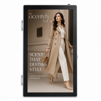 STARQ ADScent Smart Advertising Aroma Diffuser with Digital Display Screen, Commercial Scent Marketing & Digital Signage Solution for Retail Stores, Hotels, Offices & Showrooms Includes Complimentary 500ml Starter Pack Perfumes