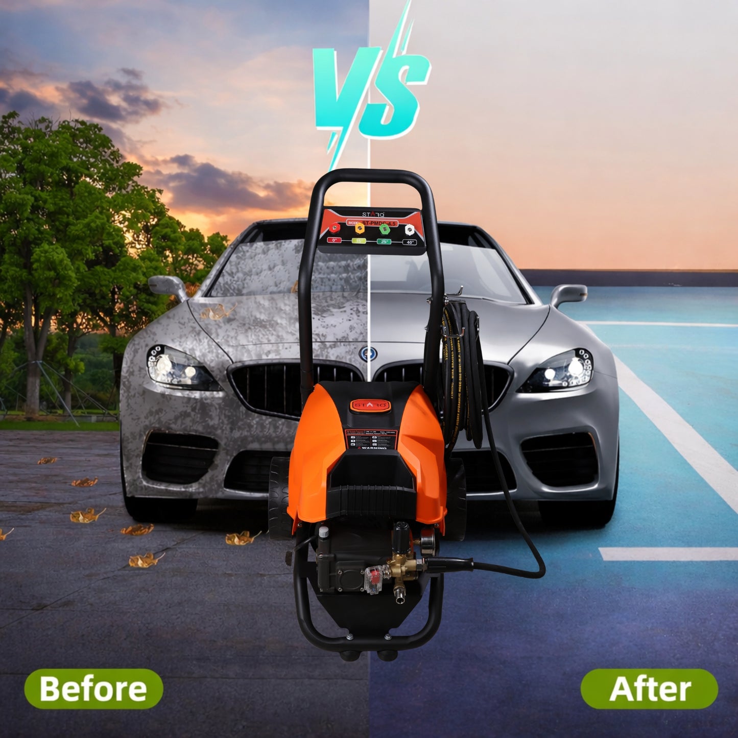 STARQ STPMDC 4.5 Commercial High Pressure Washer with PMDC Motor India’s 1st PMDC Pressure Washer 3300W 4.5HP 250 Bar 21 LPM 15m Hose for Car Bike Home & Truck Cleaning