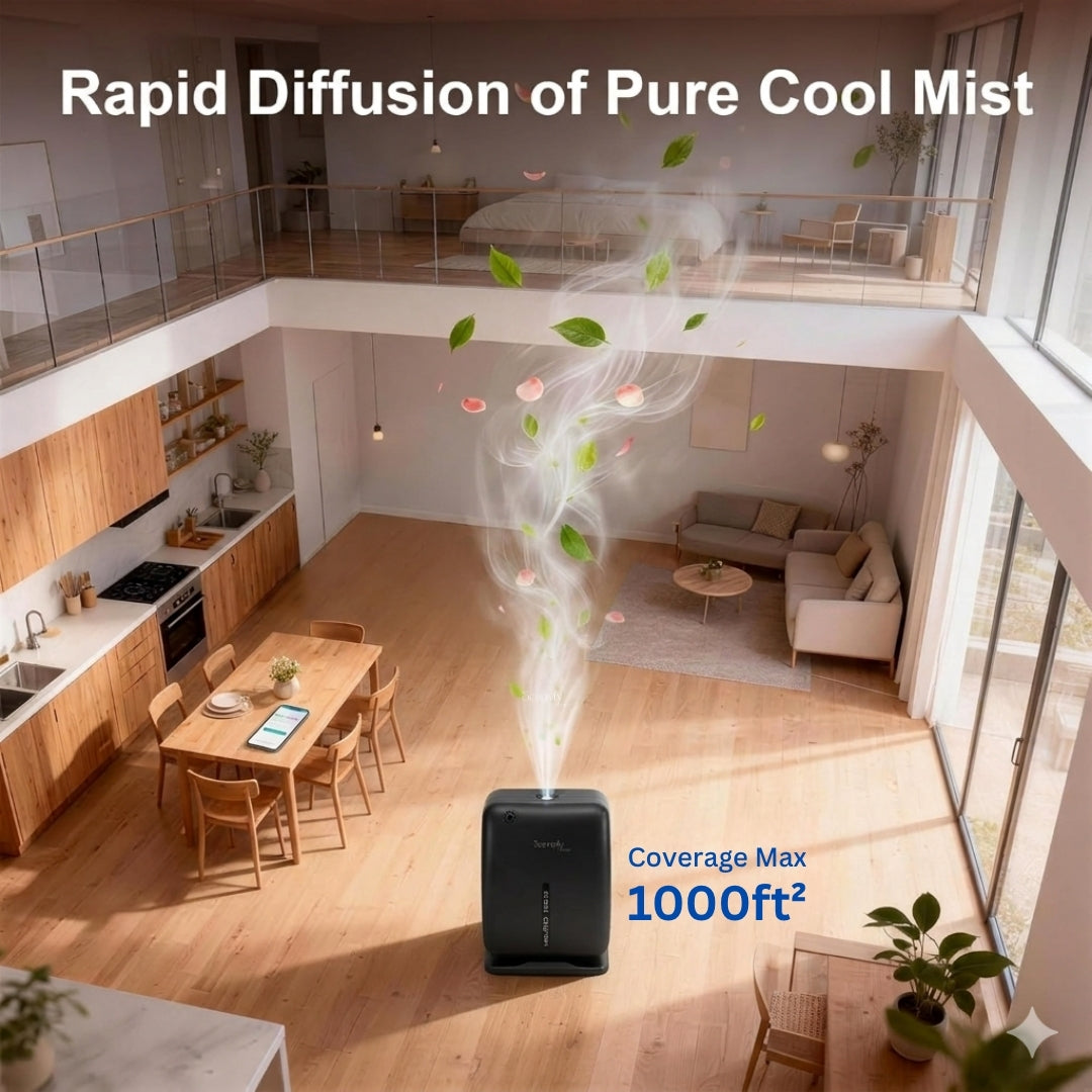 STARQ Tranquil Luxury Smart Air Scent Diffuser Waterless Aroma Machine App Control Cold Atomization Ultra Quiet No Heat Wall Mounted for Home & Office Includes Complimentary 100ml Starter Perfume