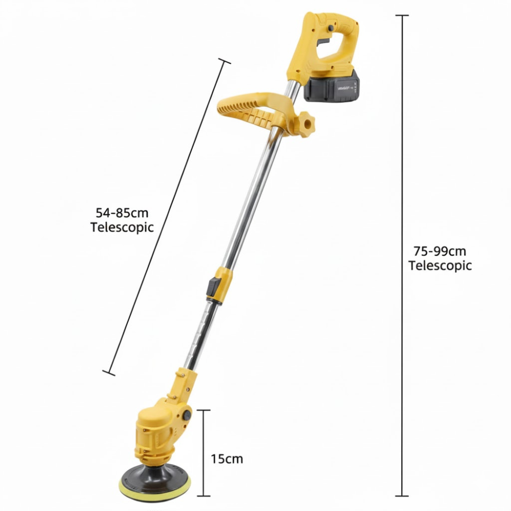 STARQ Cordless Electric Power Scrubber with Long Handle, 3 Replaceable Brush Heads, Adjustable Extension Rod, Rechargeable Cleaning Brush for Floor, Tile, Bathroom, Car & Home