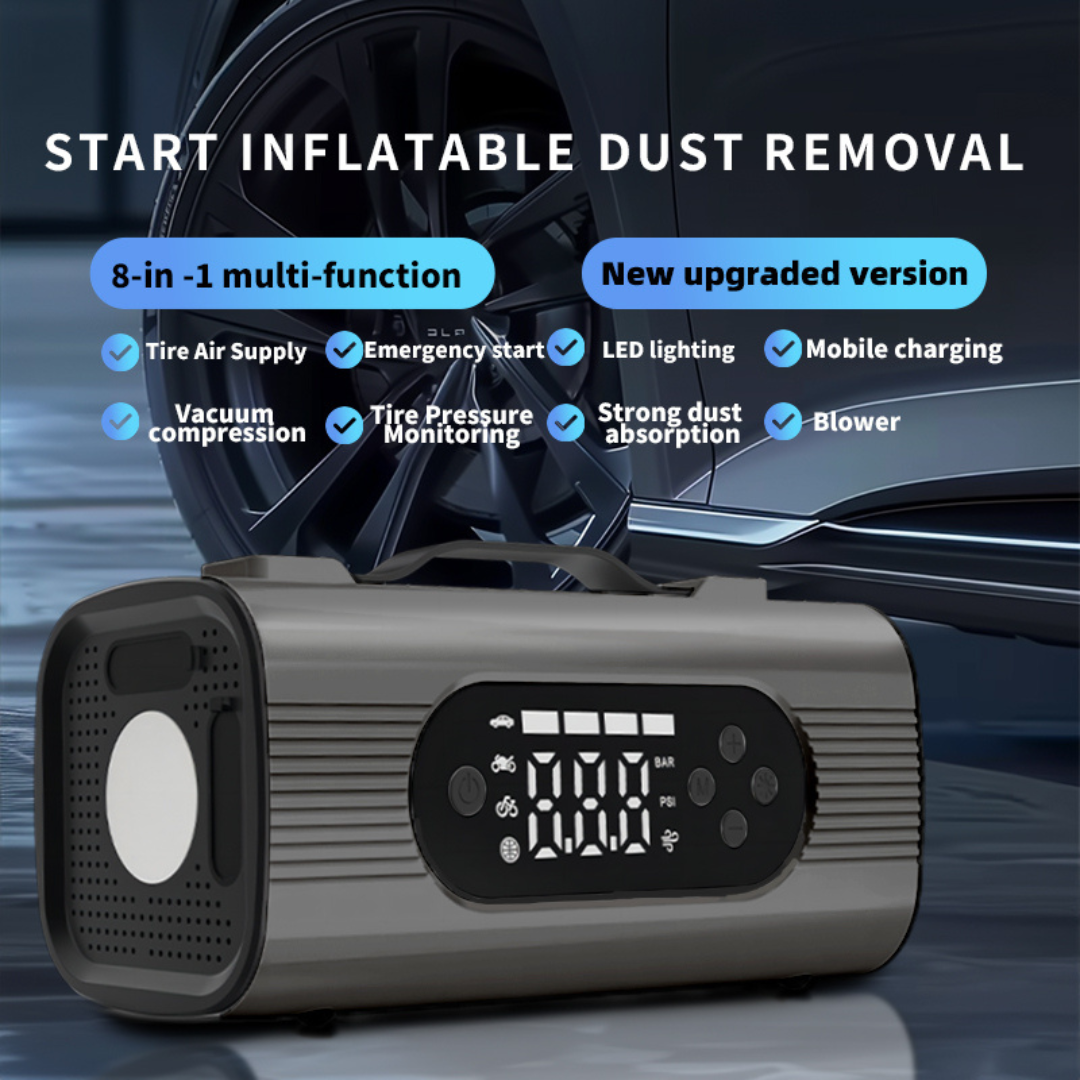 STARQ 8-in-1 Portable Jump Starter with Air Compressor, 18000mAh Battery, 2500A Peak Current, 150PSI Tyre Inflator, LED Emergency Light for Car, Bike & SUV