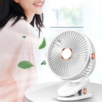 STARQ - Mini Clip Fan – USB Rechargeable Desk Fan with Adjustable Head & Strong Clamp