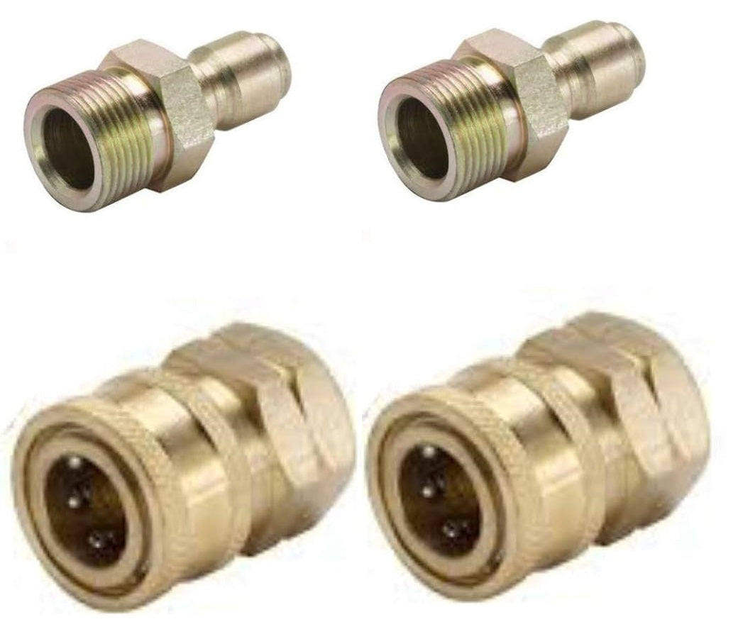 STARQ 2 QD SETS Quick Connect Adapter Fittings for Pressure Washer Hose Pipe M22 x 15 (Set of 2 Male and 2 Female)