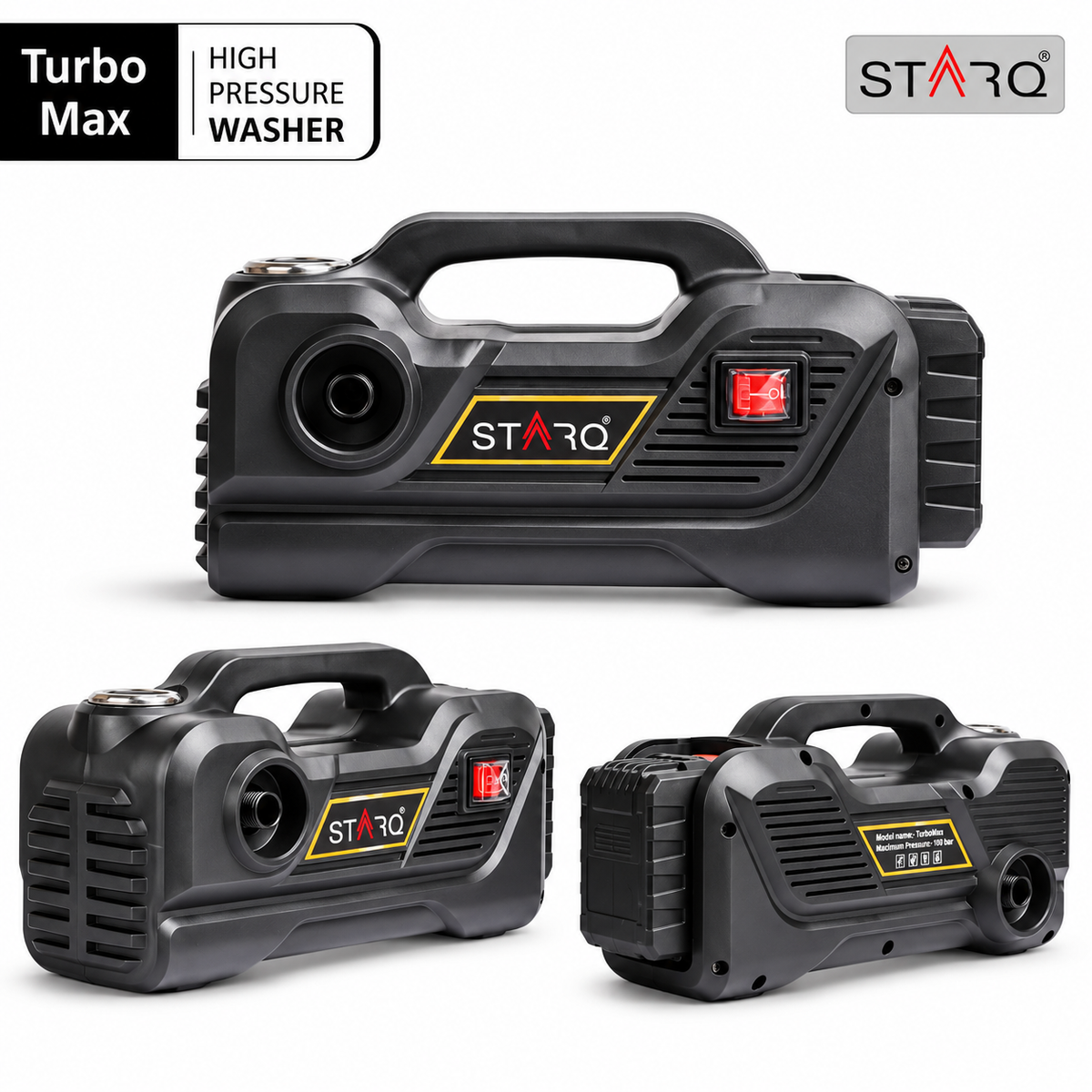 STARQ TurboMax 48V Cordless High Pressure Washer, 1020 Watts, 100 Bar, 8 LPM, with 2 x 27000mAh Batteries, 8 Meter Hose Portable Car, Bike, and Home Cleaning