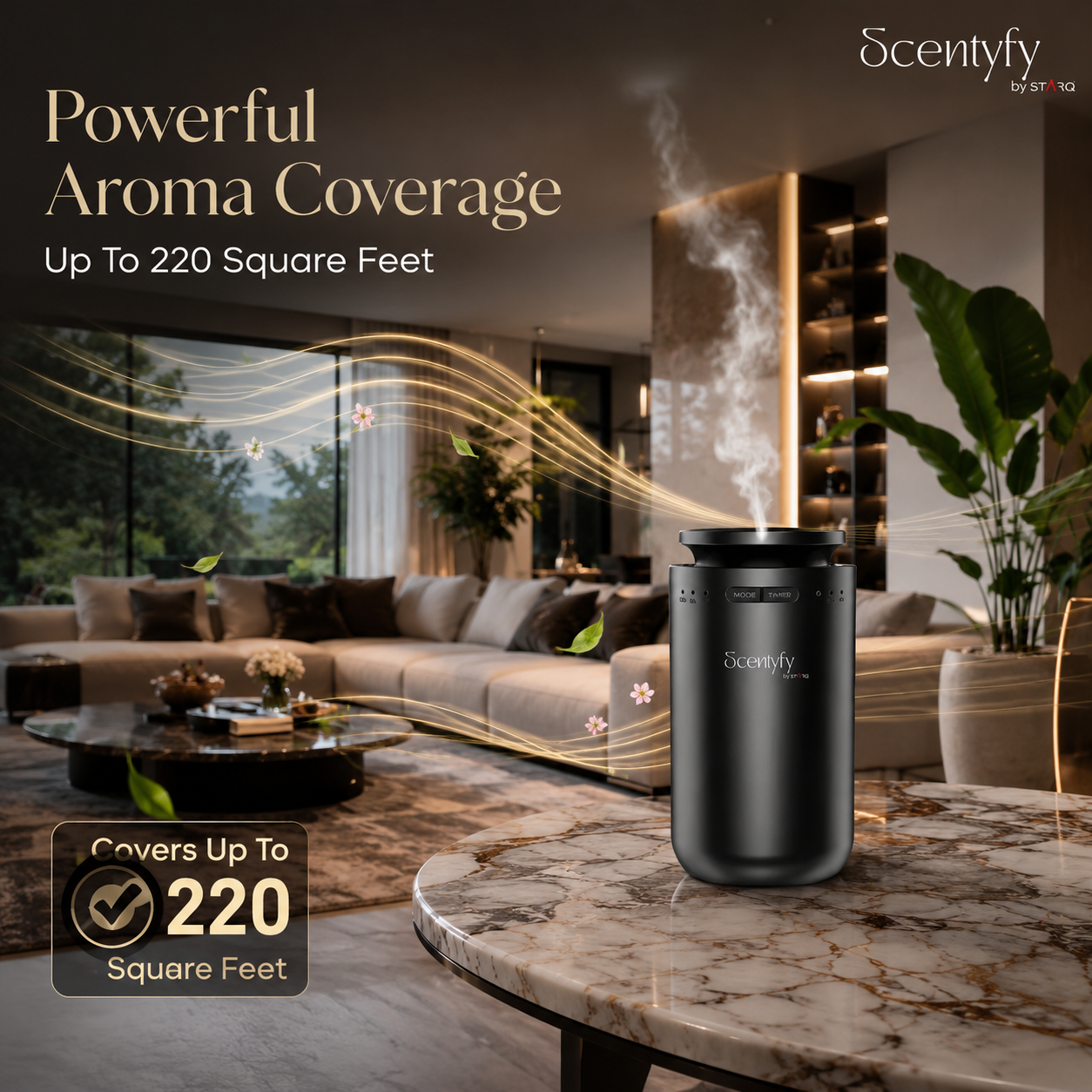 STARQ Pulse Smart Air Scent Diffuser Waterless Aroma Machine with Cold Atomization Ultra Quiet No Heat Technology for Office Home Gym & Hotel Includes Complimentary 15ml Starter Pack Perfumes