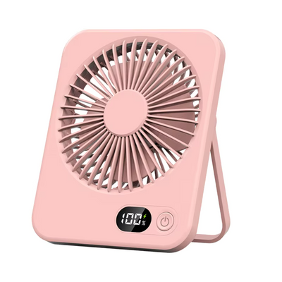 STARQ Mini Portable table Fan, Powerful Hand Fan 5 Speed 1200 mah Personal Desk Fan with Base, Lightweight Rechargeable USB Handheld Fan for Girl, Women, Men, Indoor, Outdoor (Pink)