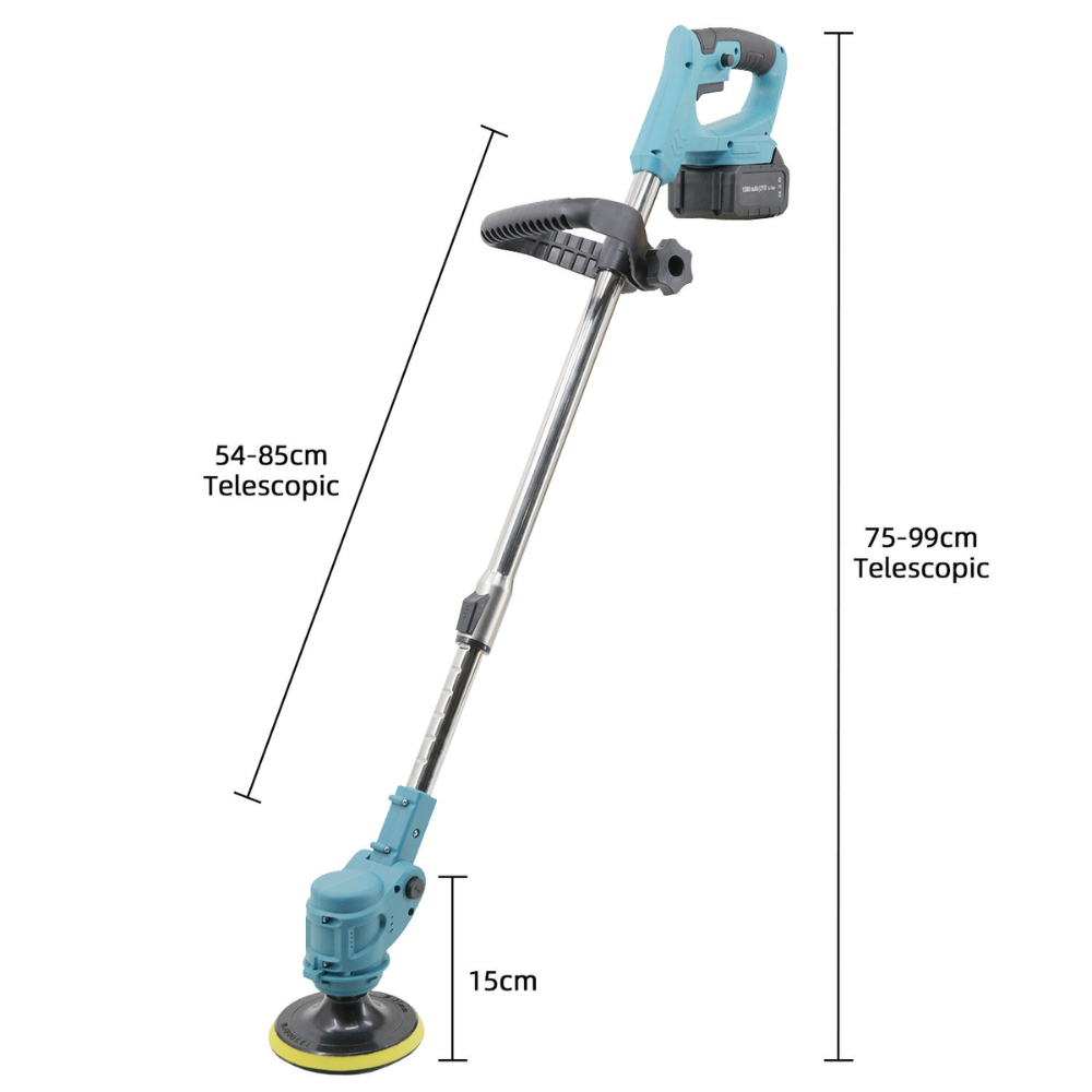 STARQ Cordless Electric Power Scrubber with Long Handle, 3 Replaceable Brush Heads, Adjustable Extension Rod, Rechargeable Cleaning Brush for Floor, Tile, Bathroom, Car & Home