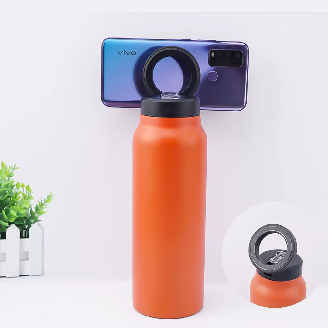 STARQ Sipper Water Bottle 750ML with Magnetic Tripod, Melbipod Yellow, 3H Hot & 6H Cold, Perfect for Vlogging, Fitness & Travel, BPA Free