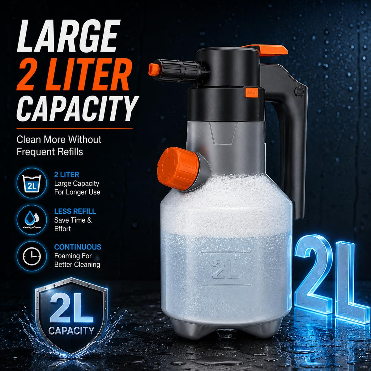 STARQ Foam Sprayer 2.0 Electric Foam Cannon 2L Cordless Rechargeable Foam Blaster with Side Filling System Adjustable Nozzle for Car Wash Bike Auto Detailing Garden & Home Cleaning