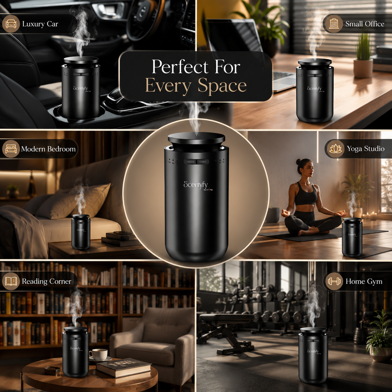 STARQ Pulse Smart Air Scent Diffuser Waterless Aroma Machine with Cold Atomization Ultra Quiet No Heat Technology for Office Home Gym & Hotel Includes Complimentary 15ml Starter Pack Perfumes