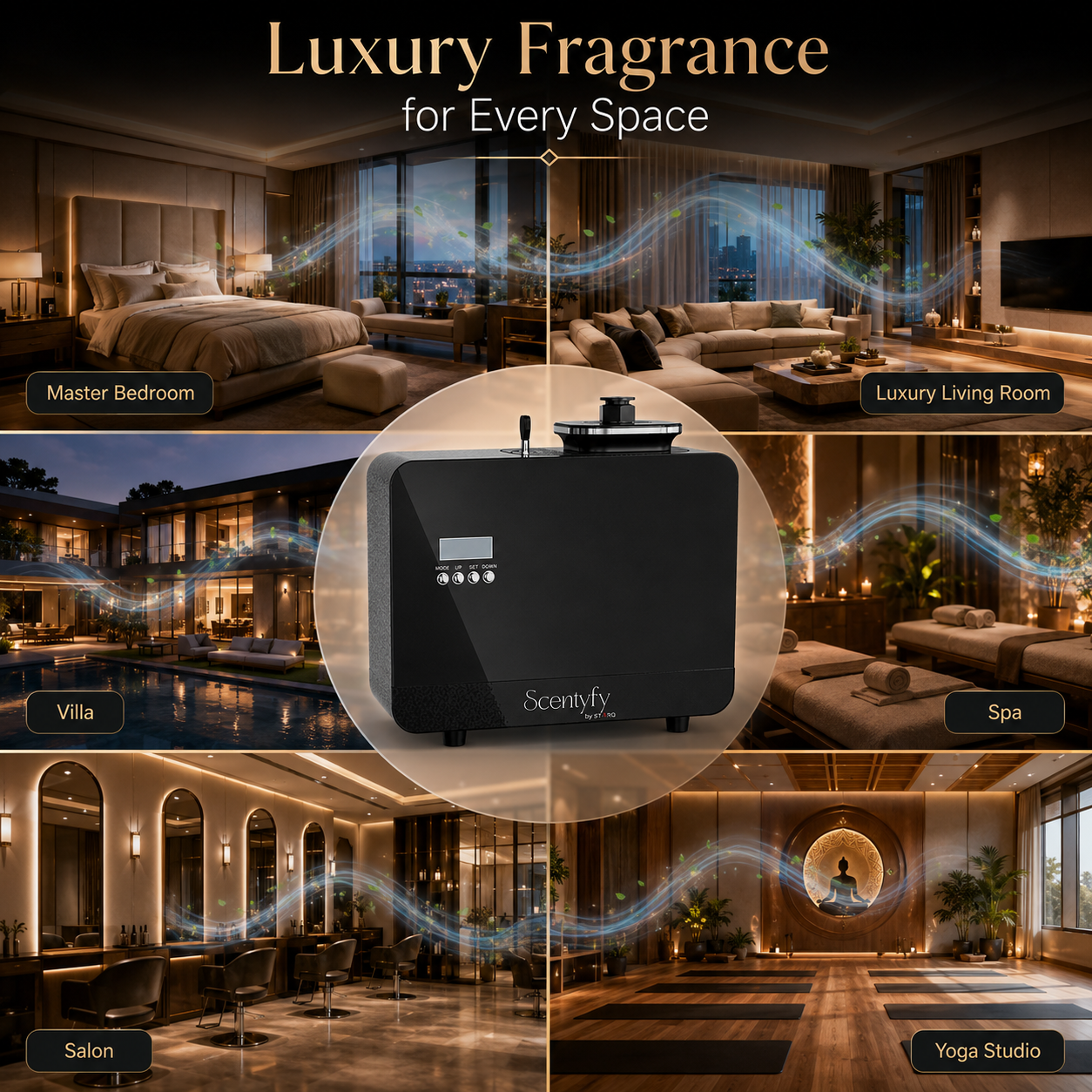 STARQ DuctPro HVAC Smart Air Scent Diffuser Waterless Aroma Machine with App Control Cold Atomization Ultra Quiet No Heat for Home Commercial Use Includes 300ml Starter Perfume