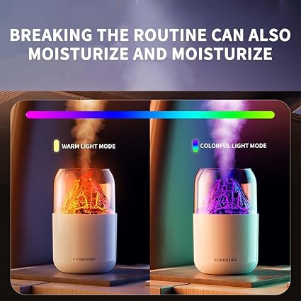 STARQ Volcano Flame Aroma Humidifier with LED Night Light, Cool Mist Diffuser, USB Powered, Portable Air Purifier for Home, Office & Bedroom, (White)