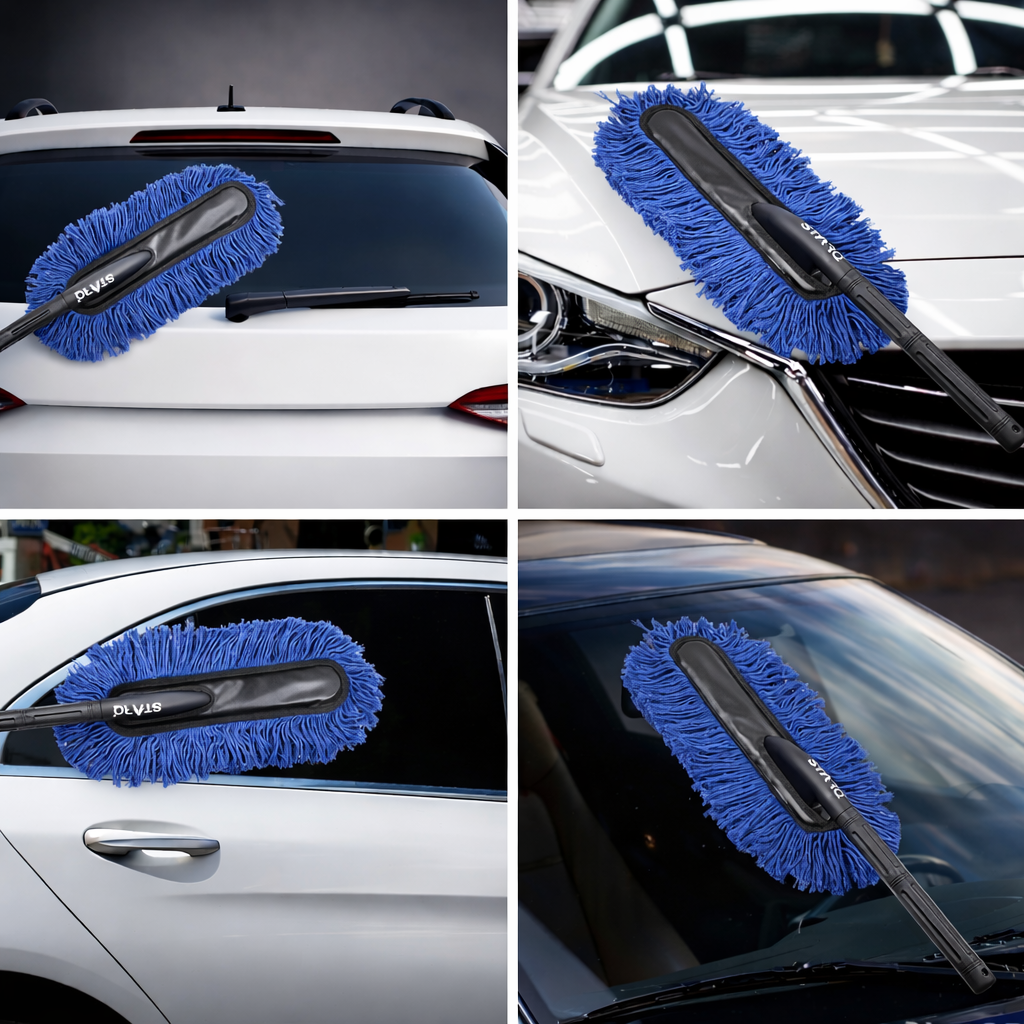 Starq Dust Master Lint-Free Car Duster with Protective Cover, Scratch-Free Long Handle Cleaning Brush for Car Interior & Exterior, Dashboard, Glass, Seats & Body (Pack of 1)