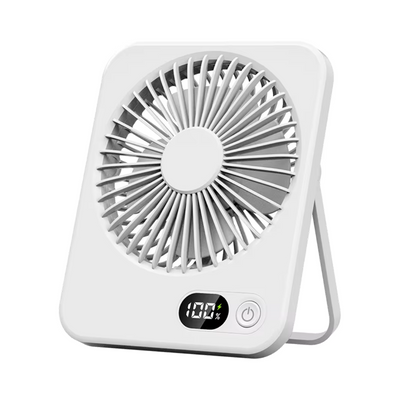 STARQ Mini Portable table Fan, Powerful Hand Fan 5 Speed 1200 mah Personal Desk Fan with Base, Lightweight Rechargeable USB Handheld Fan for Girl, Women, Men, Indoor, Outdoor (White)