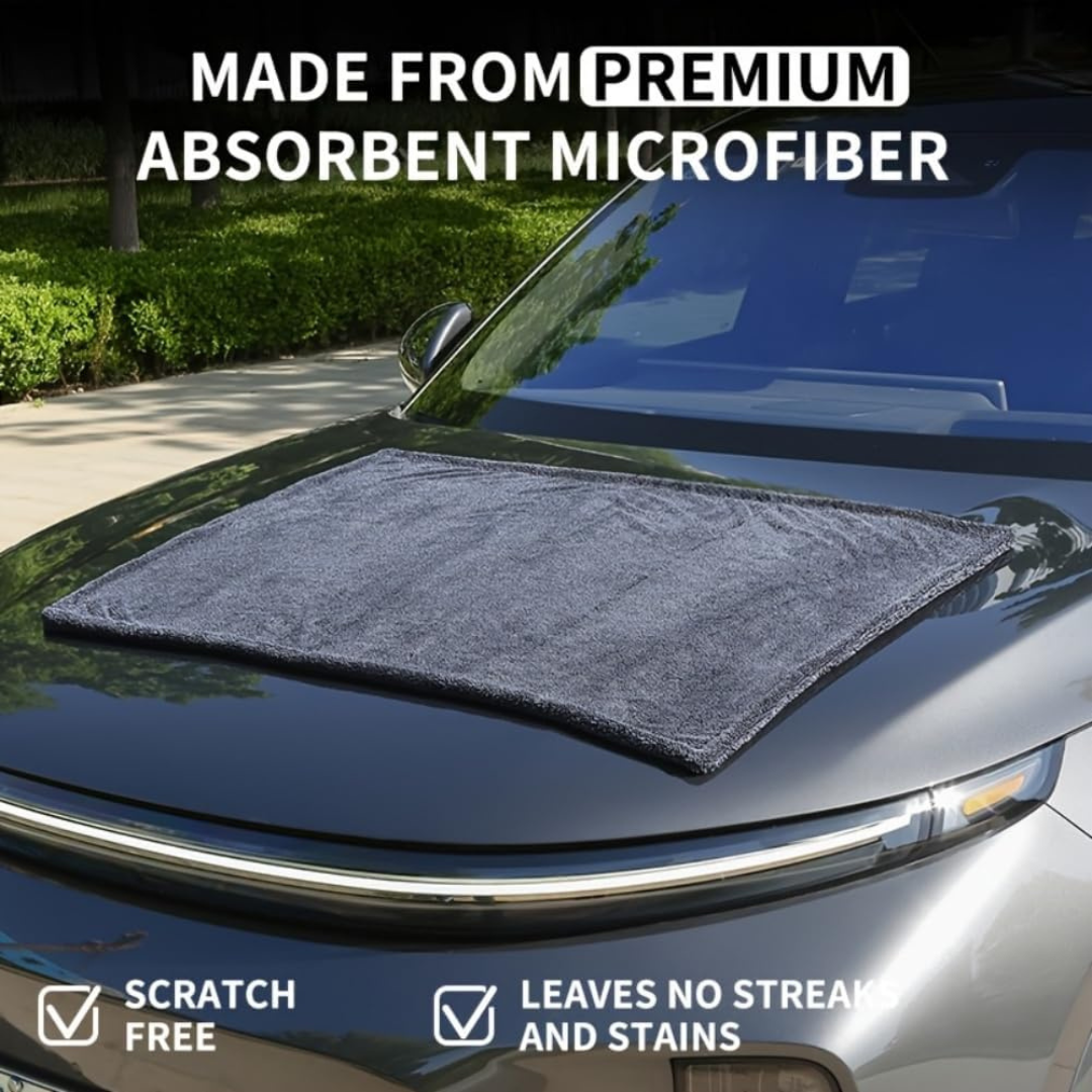 STARQ 1200 GSM Microfiber Car Cloth 40x60 cm Twisted Loop Super Absorbent Drying Towel Edgeless Lint-Free Scratch-Free Plush Cloth for Car Detailing Grey