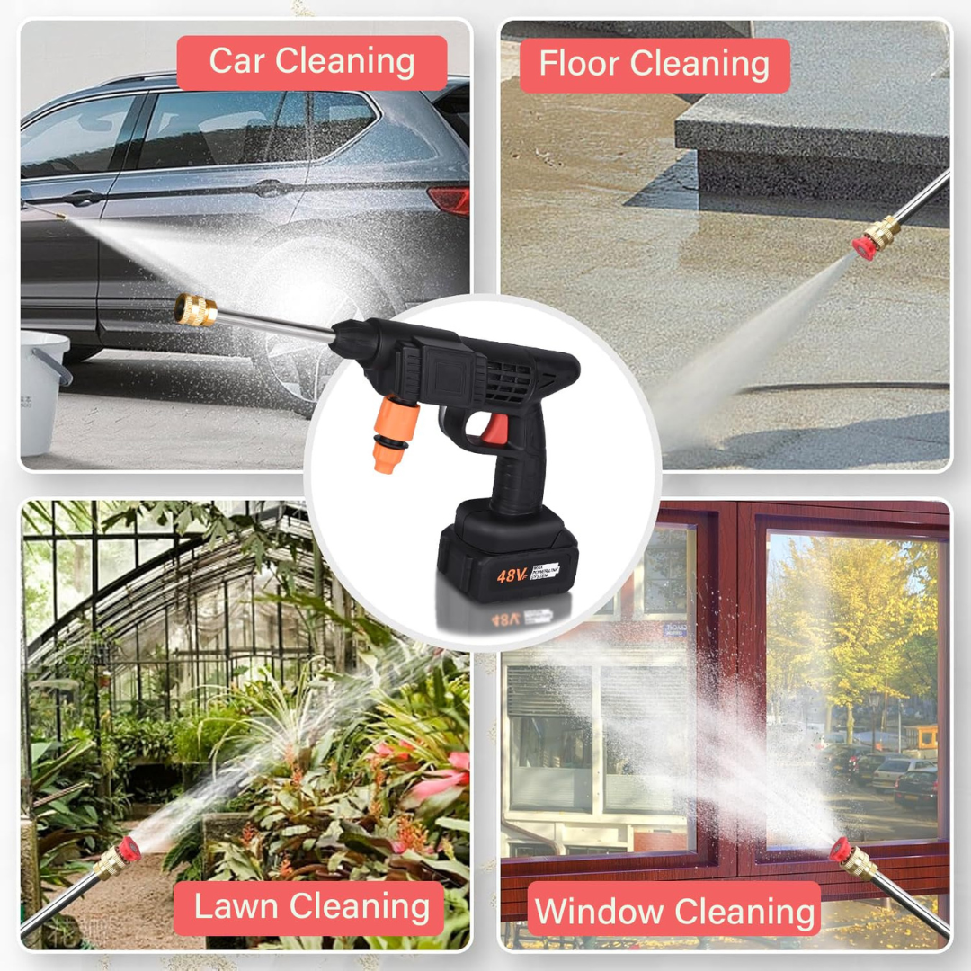 STARQ 48V Portable Pressure Washer with Rechargeable 2 Battery12000mah 30+30 Minutes Charging Life Cordless Washer Gun Cordless Power Washer Gun | Pressure Washer for Car Floor Cleaning (Double Battery)