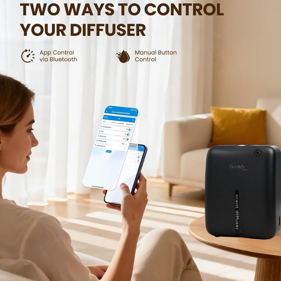 STARQ Tranquil Luxury Smart Air Scent Diffuser Waterless Aroma Machine App Control Cold Atomization Ultra Quiet No Heat Wall Mounted for Home & Office Includes Complimentary 100ml Starter Perfume