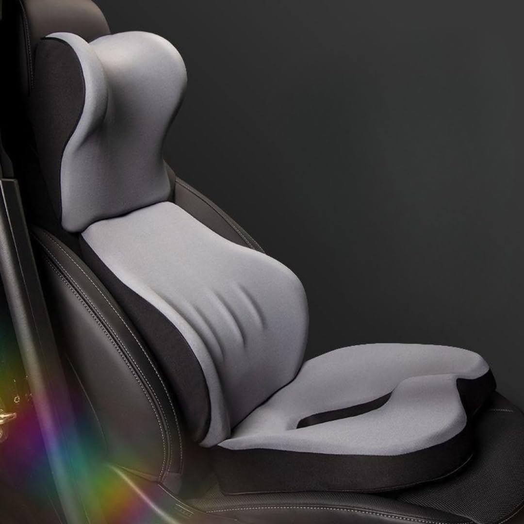 STARQ Premium Car Seat Cushions Combo Seat Back Support, Neck Rest Pillow, Seat Cushion for Driving Seat Memory Foam, Cotton Cover Ergonomic Car Cushions Pillows