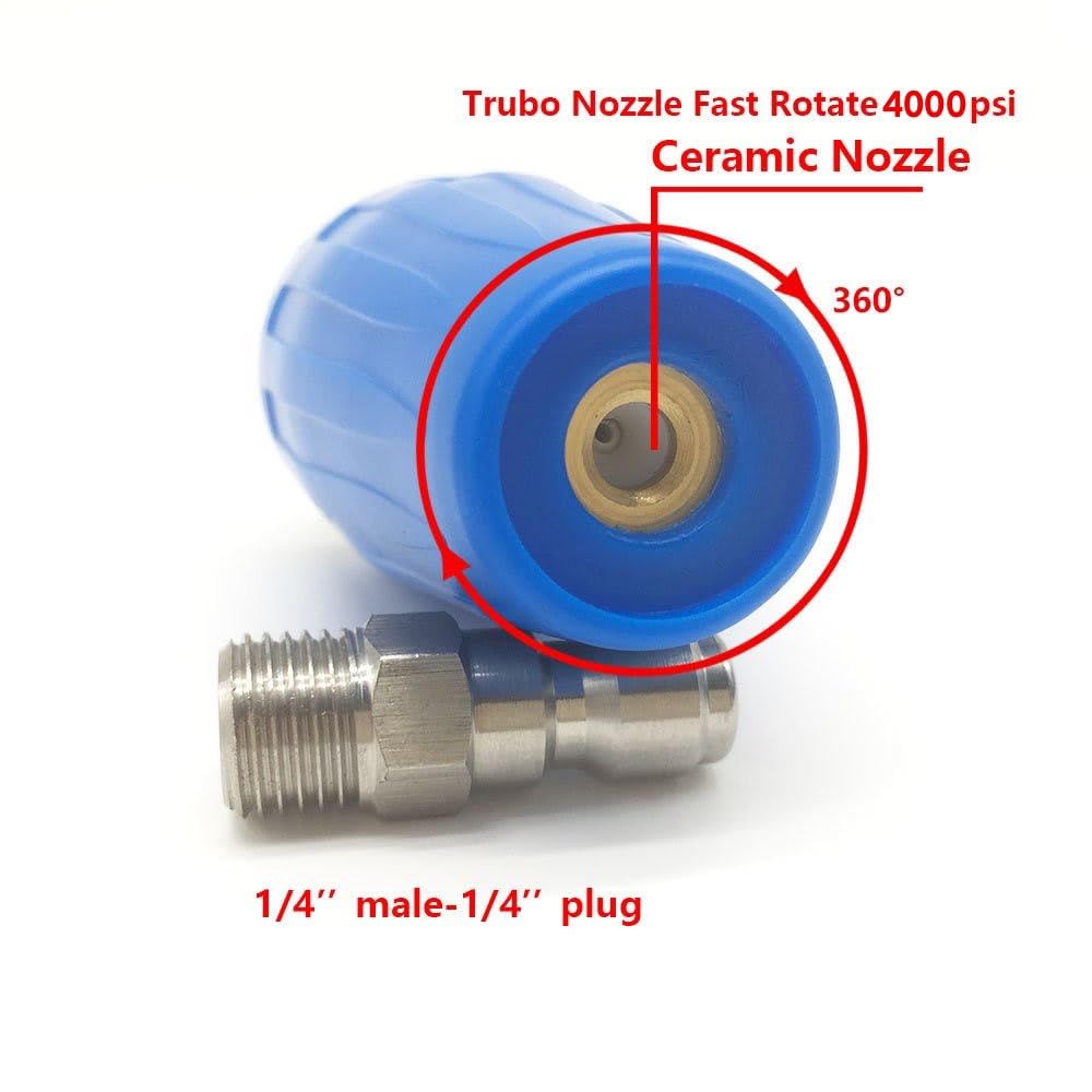 STARQ WASHER TURBO ROTATING BRASS NOZZLE WITH I/4 MALE CONNECTOR (040 BLUE)