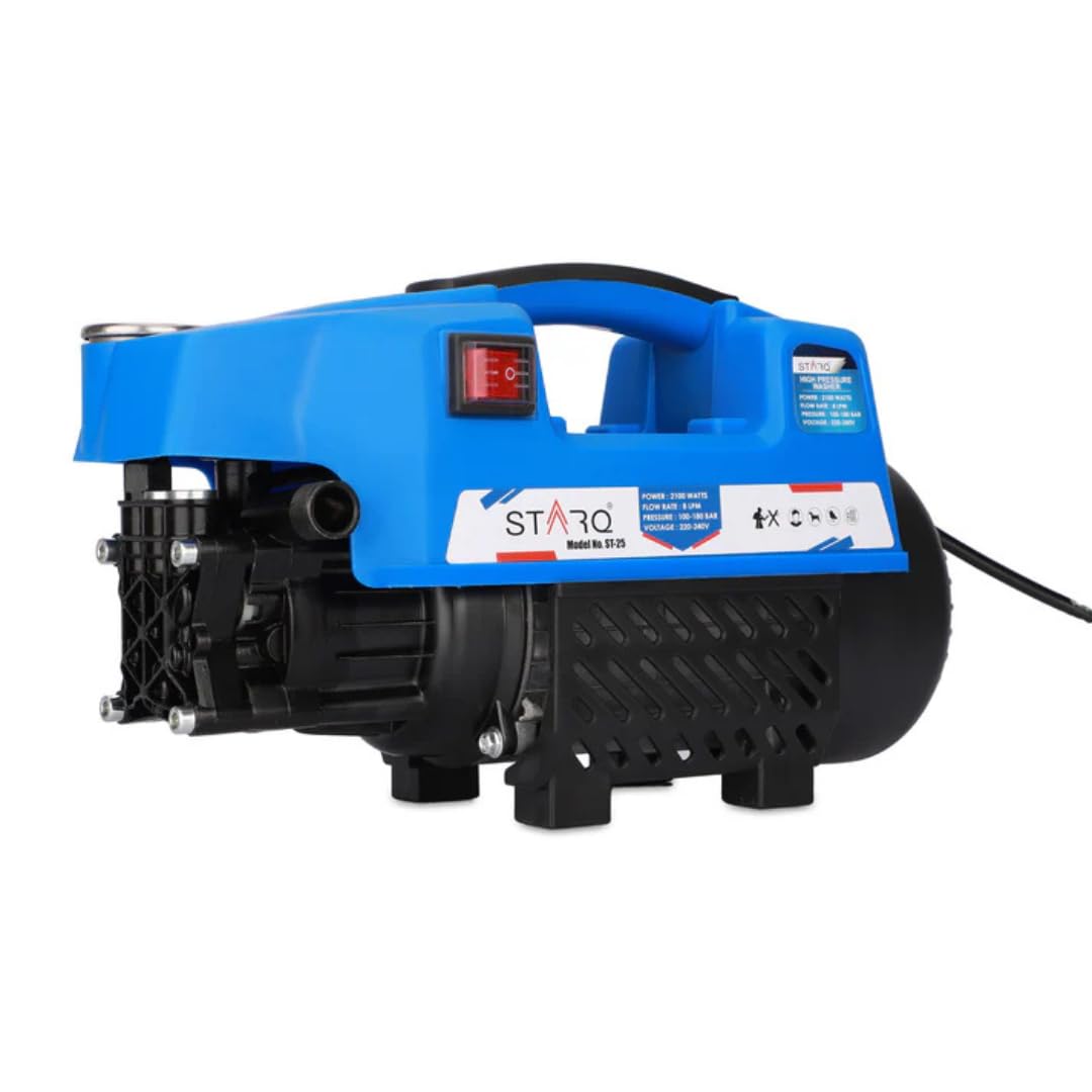 Starq ST25 High Pressure Washer, Car Washer, 2100 Watts Motor, 150 Bars, 8L/Min Flow Rate, 8 Meters Outlet Hose, Portable, Car, Bike & Home Cleaning