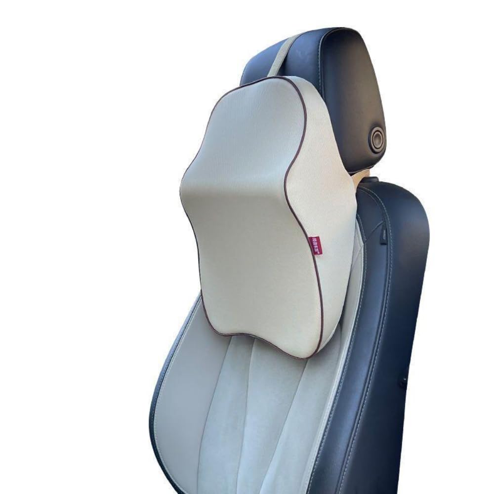 STARQ Premium Car Seat Cushions Combo | Seat Back Support, Neck Rest Pillow, Seat Cushion for Driving Seat | Memory Foam, Cotton Cover | Ergonomic Car Cushions Pillows (Premium-Cream)
