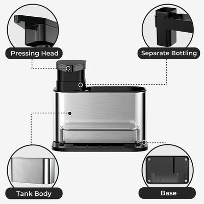 STARQ Kitchen Sink Caddy with Soap Dispenser, Non-Slip Kitchen Sink Cleaning Organiser with Sponge Holder & Brush Holder