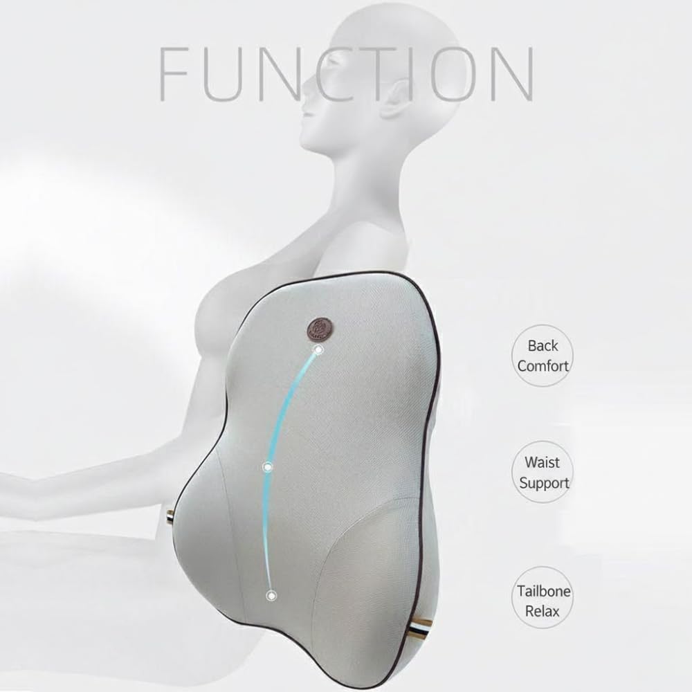 STARQ Premium Car Seat Cushions Combo | Seat Back Support, Neck Rest Pillow, Seat Cushion for Driving Seat | Memory Foam, Cotton Cover | Ergonomic Car Cushions Pillows (Premium-Cream)