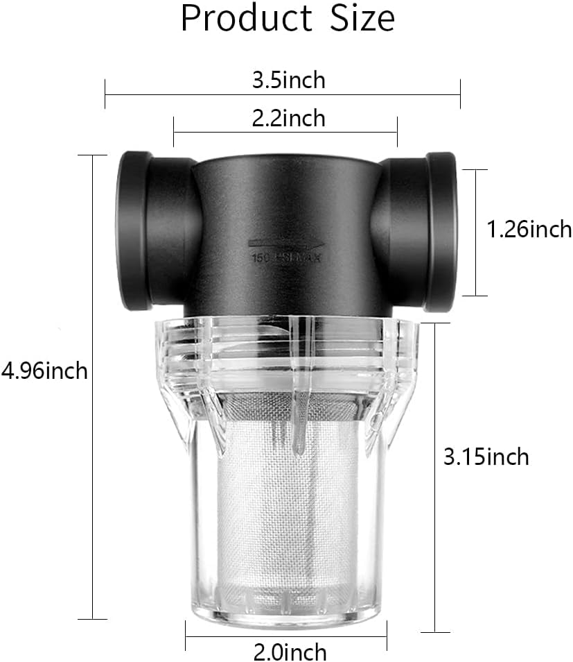 STARQ - T Strainer 1/2" Sediment Filter Attachment Water Filter with 40Mesh Filter Screen Plastic Inline Hose Filter Twist-On Pipe Strainer, Garden Hose