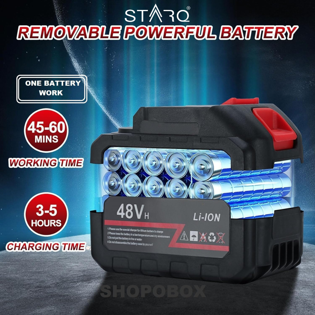 STARQ 48V Portable Pressure Washer with Rechargeable 2 Battery12000mah 30+30 Minutes Charging Life Cordless Washer Gun Cordless Power Washer Gun | Pressure Washer for Car Floor Cleaning (Double Battery)
