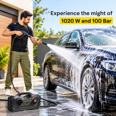 STARQ TurboMax 48V Cordless High Pressure Washer, 1020 Watts, 100 Bar, 8 LPM, with 1 x 27000mAh Batteries, 8 Meter Hose Portable Car, Bike, and Home Cleaning