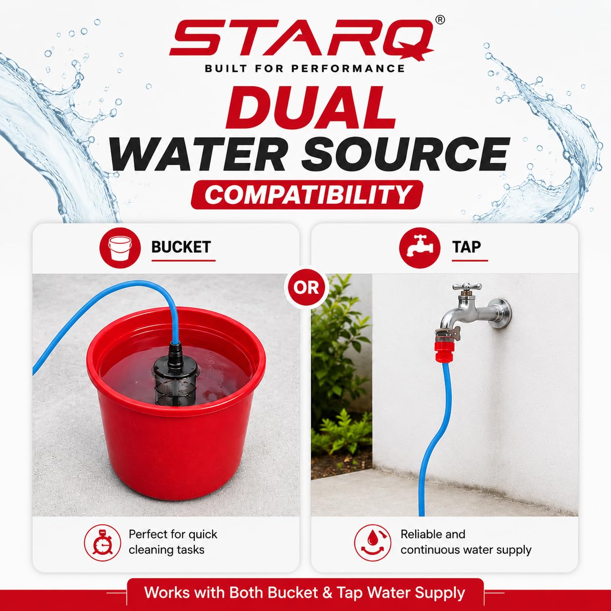 STARQ AWP 2.8 Super Combo High Pressure Car Washer | 2800W Motor, 350 Bar, 12L/Min Flow, 8M Hose Pipe | Professional 1L Foam Cannon Snow Lance (Red) with Pressure Control Knob