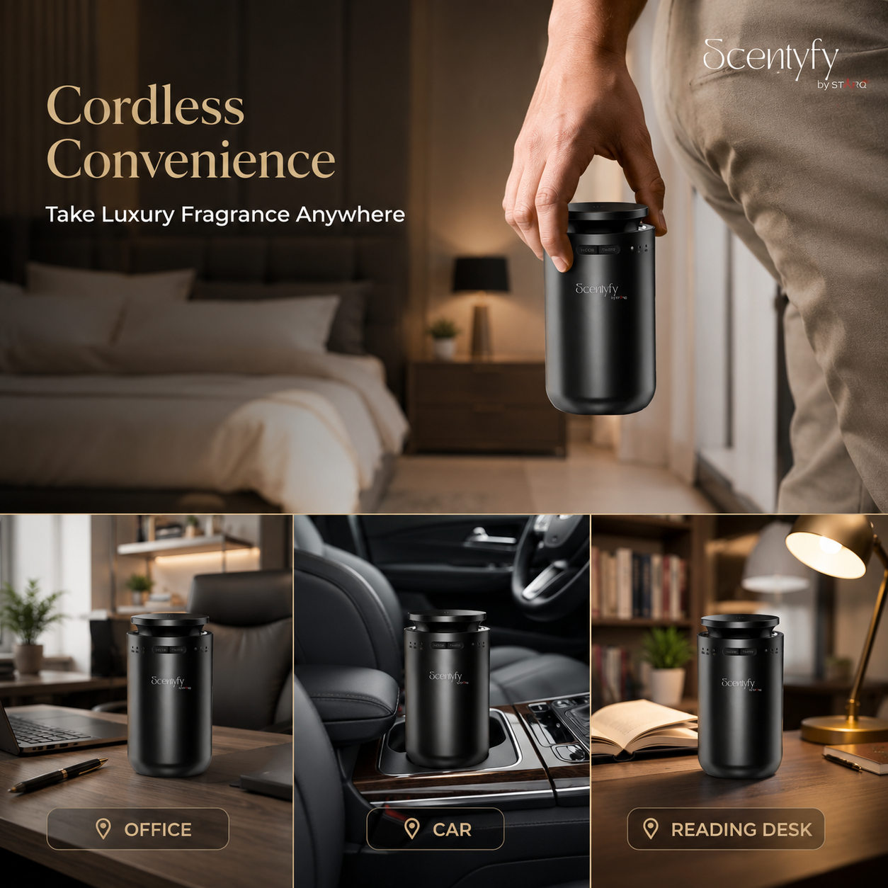 STARQ Pulse Smart Air Scent Diffuser Waterless Aroma Machine with Cold Atomization Ultra Quiet No Heat Technology for Office Home Gym & Hotel Includes Complimentary 15ml Starter Pack Perfumes