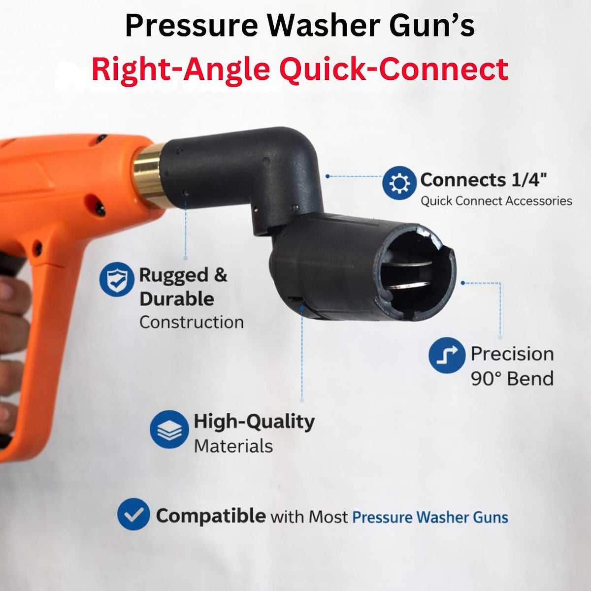STARQ 360° Adjustable High Pressure Car Wash Spray Nozzle, Rotating Water Jet Attachment, Multi-Angle Cleaning Head, Quick Connect Pressure Washer Accessory for Car, Bike & Home Cleaning