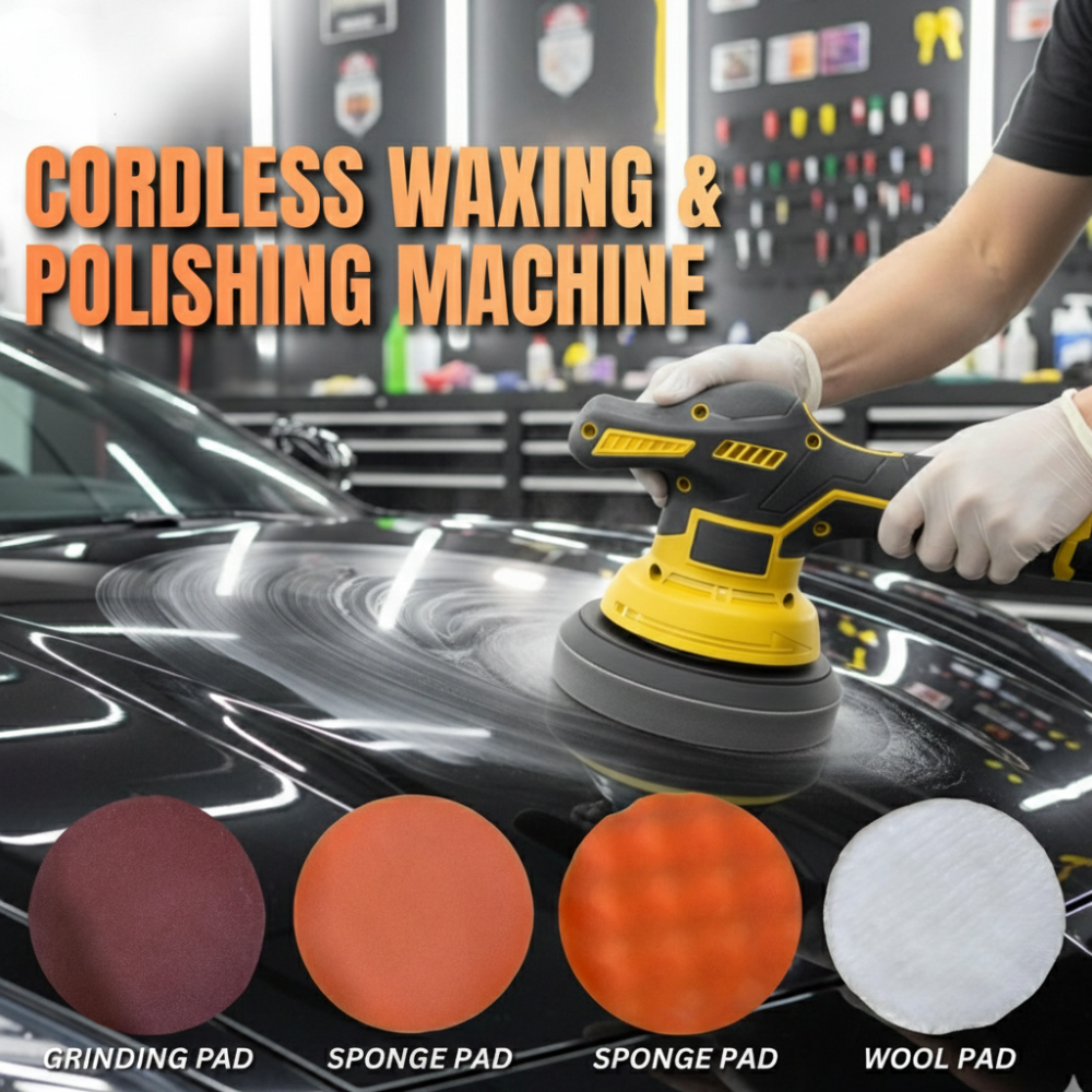 STARQ Cordless Polishing Machine for Car , 12V Cordless, 8 Speed Setting, Variable Speed Control, 2800-5800 RPM, 3500mAh Rechargeable 2 Batteries, Car Polish Machine