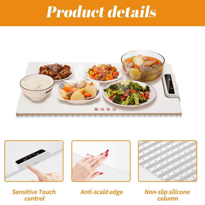 STARQ Electric Warming Tray with 3 Temperature Settings, Rollable and Portable Dining Table Tray, Portable Food Warmer for Travel