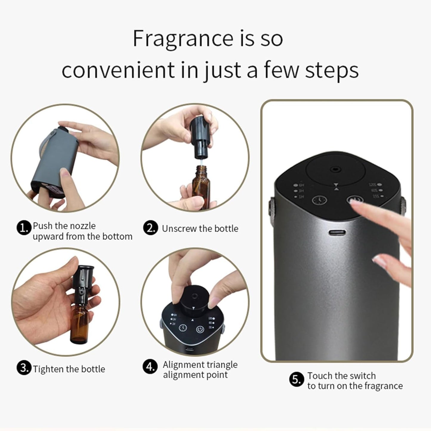 STARQ Stylish Smart Car Air Freshener Diffuser Auto On/Off Rechargeable Aroma Diffuser Cloud Mist Perfume Dispenser with 3 Speeds for Auto Interior Decor (S7)