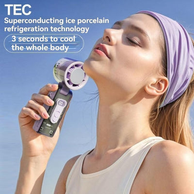 STARQ Turbo Handheld Fan with Instant Cooling Plate & LED Light, Foldable Portable Fan with 100 Adjustable Speeds, Ice Rush Turbo for Travel Office Home (Color As per Availability) FC8