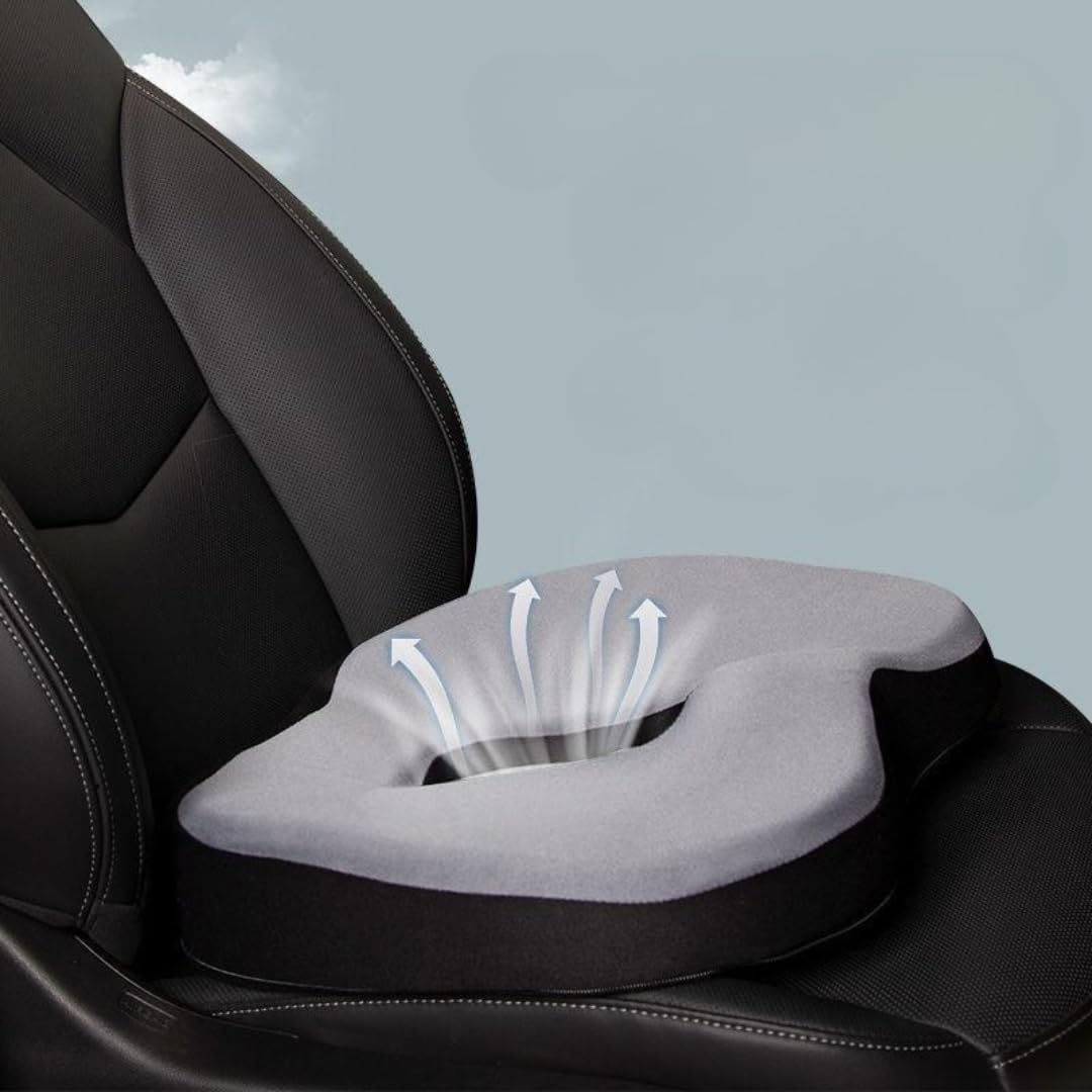 STARQ Premium Car Seat Cushions Combo Seat Back Support, Neck Rest Pillow, Seat Cushion for Driving Seat Memory Foam, Cotton Cover Ergonomic Car Cushions Pillows