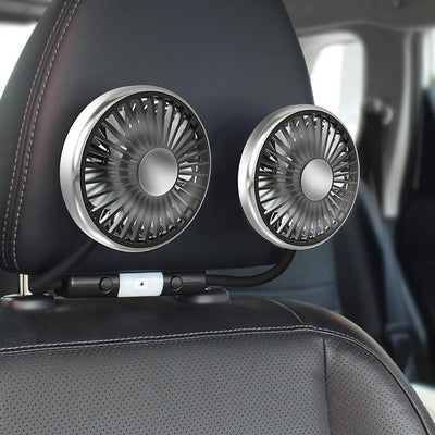 STARQ F310 Dual Head Car Fan USB with Flexible Hose, 360° Rotation, Silent Cooling with LED Light, 3-Speed Powerful Rear Seat Headrest Fan for Cars